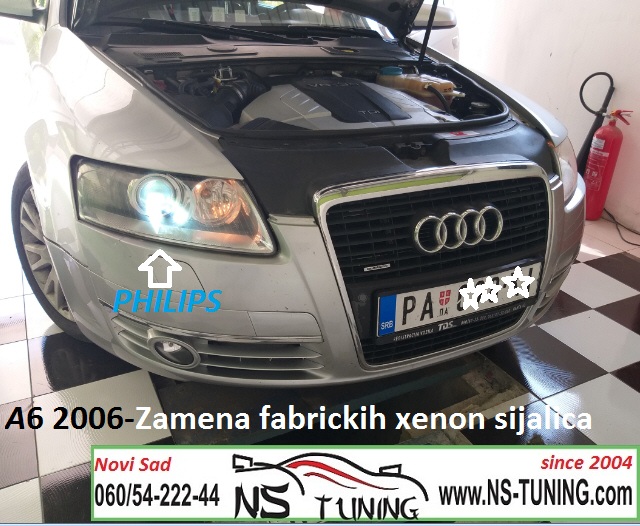 zamena fabrickih xenon ksenon sijalica audi a6 2005 2006 2007 2008 novi sad beograd auto servis ns tuning
